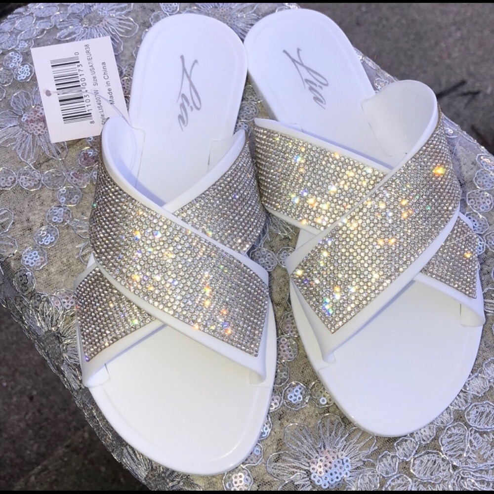 White rhinestone sandals